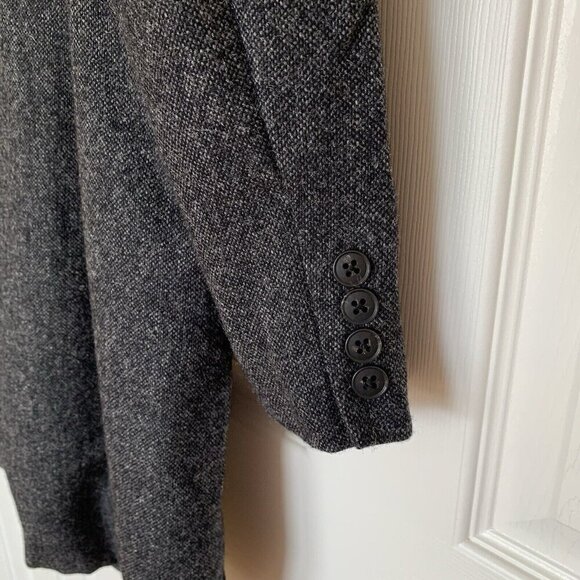 Lauren Ralph Lauren Womens 10 Single Breasted Long Jacket Black Gray Wool Tweed - Picture 7 of 15